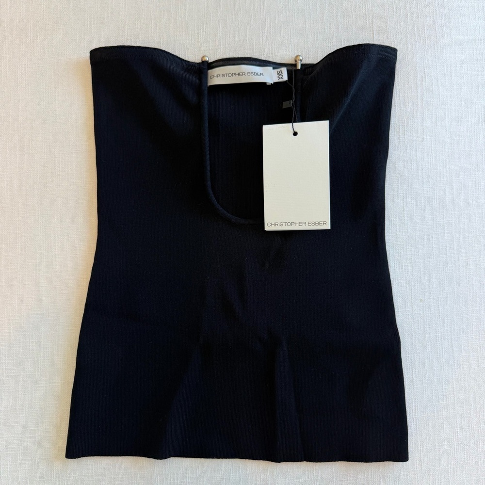 Christopher Esber Black Knit Bustier U Top